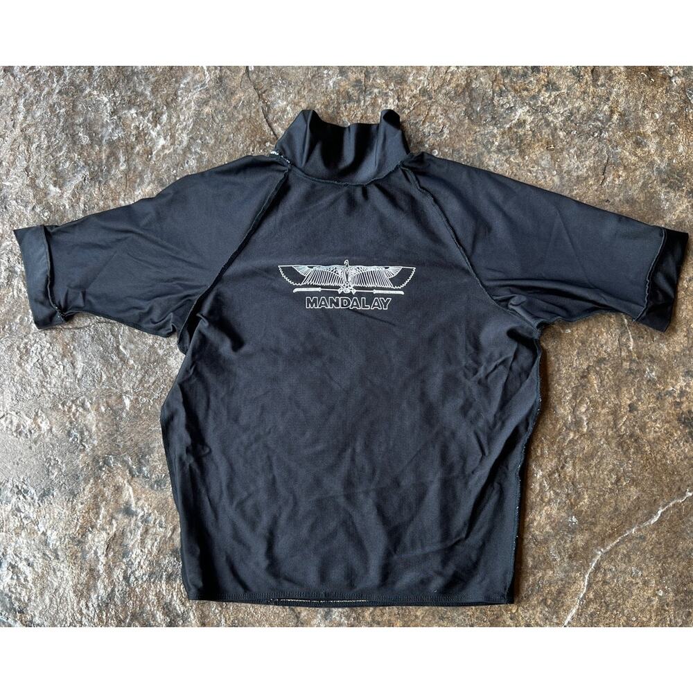 Vintage Mandalay Graphic Rash Guard Jobeeddu Black Men Size Large